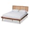 Baxton Studio Nura Mid-Century Modern Walnut Brown Finished Wood and Synthetic Rattan Full Size Platform Bed 190-9819-9801-ZORO - alternate 8